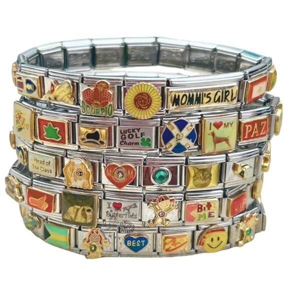 THEMED + SIZED Italian Charm Bracelet Stainless Steel Y2K Jewelry Handmade Gift - Picture 1 of 9